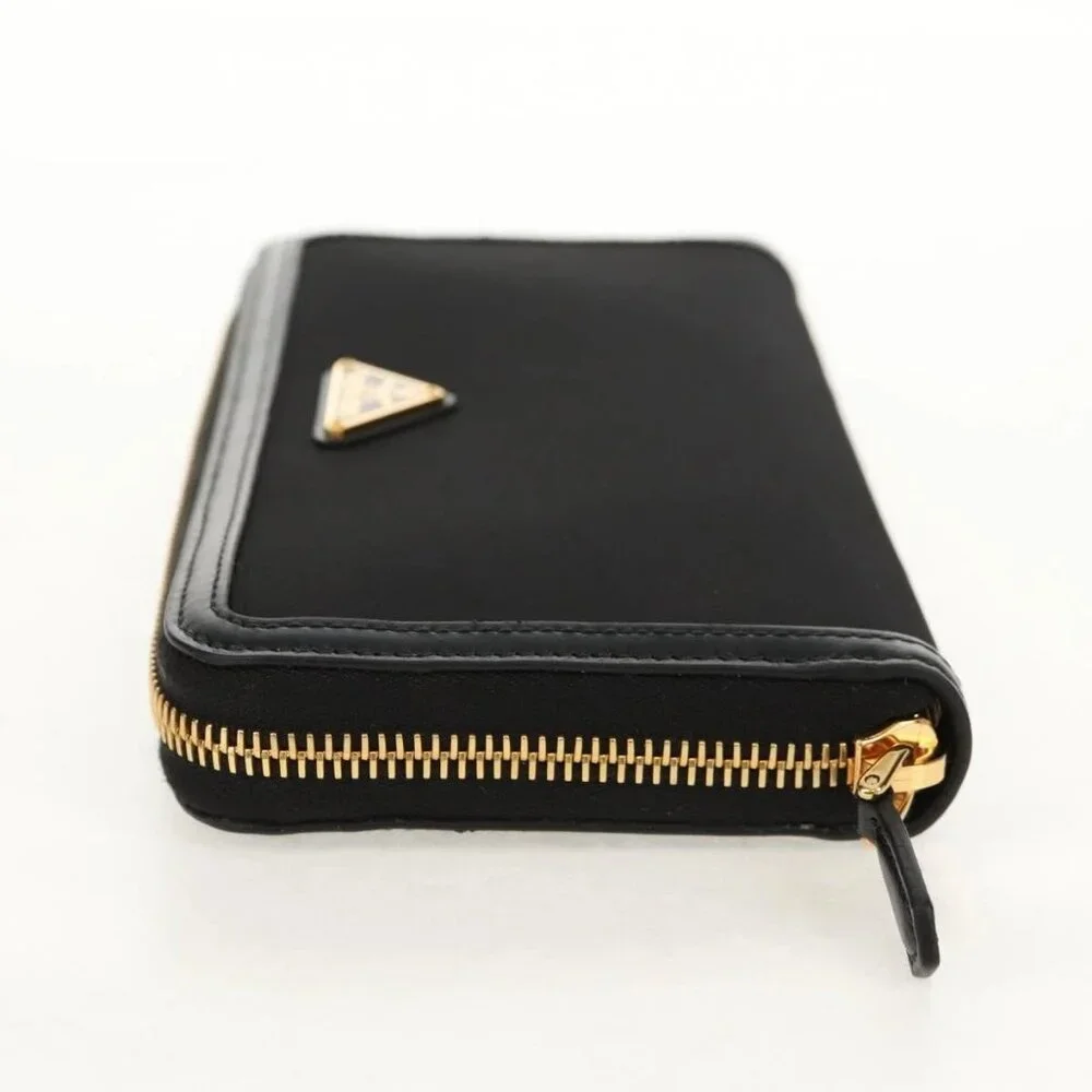 PRADA Long Wallet Leather Nylon Black Gold 1ML506 Auth am10026V - Picture 8 of 16